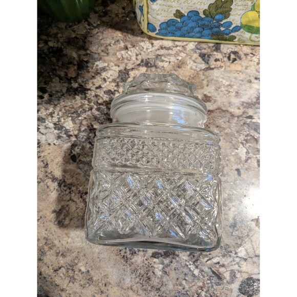 Vtg Anchor Hocking Wexford Clear USA Glass Canister Candy Jar 6.5 In - Picture 2 of 8